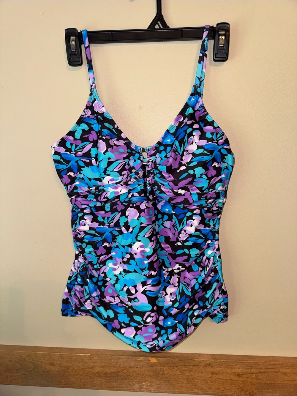 RELLECIGA Women's Ruched Tankini Top in Multi Floral